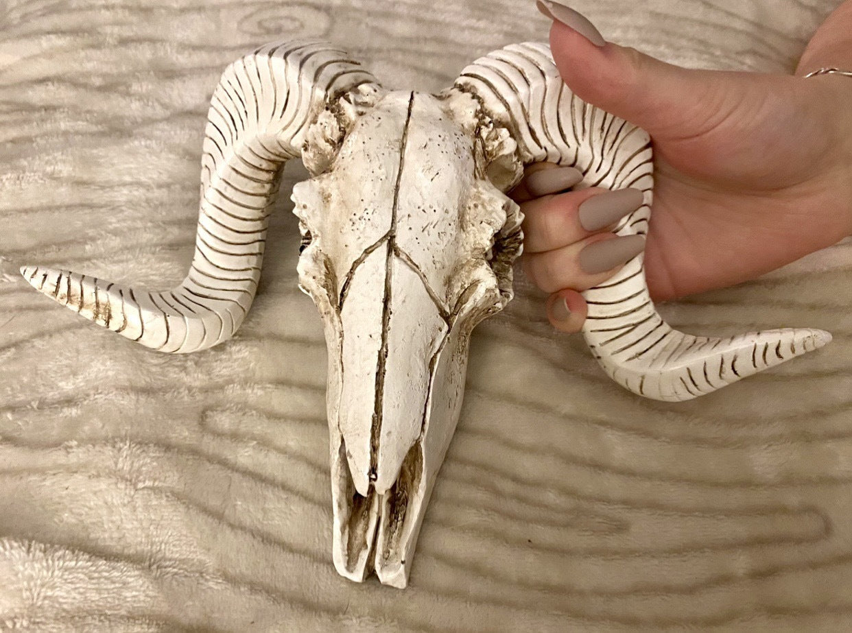 Sheep head skull wall hanging Christmas decoration holiday sheep horn magician