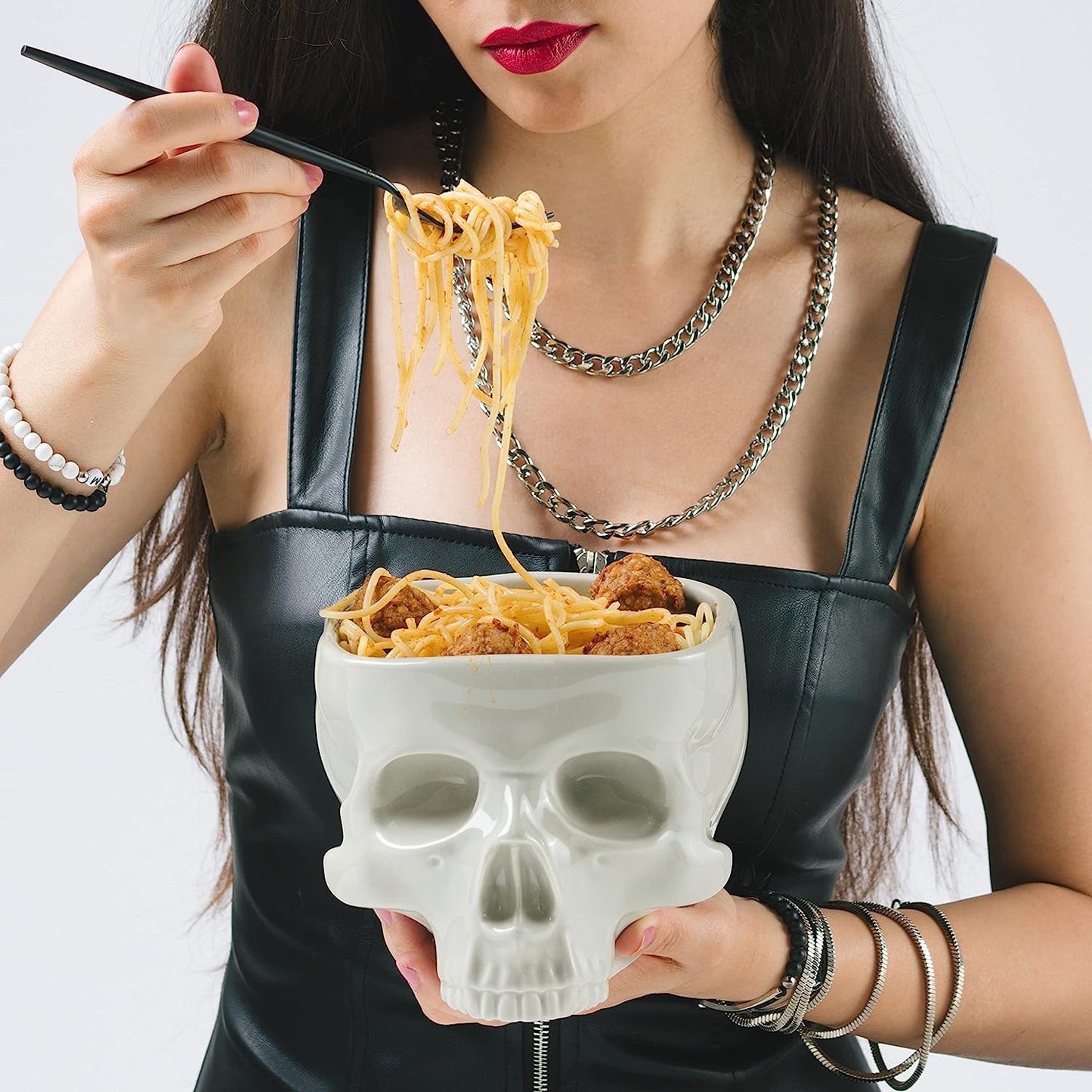 Skull Pasta Bowl Halloween Tableware Home Bar Gourmet Candy Bowl Retro Gothic Table Decor