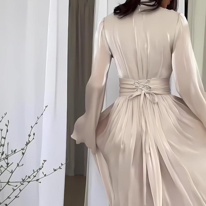 Women's fashionable and elegant party round neck sexy long dress