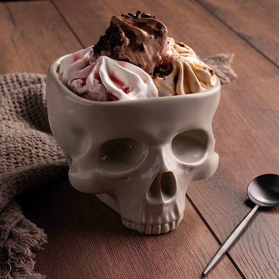 Skull Pasta Bowl Halloween Tableware Home Bar Gourmet Candy Bowl Retro Gothic Table Decor