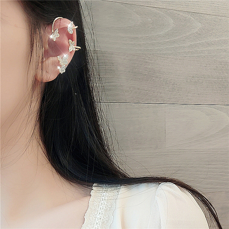 Shiny Zircon Butterfly Ear Clips