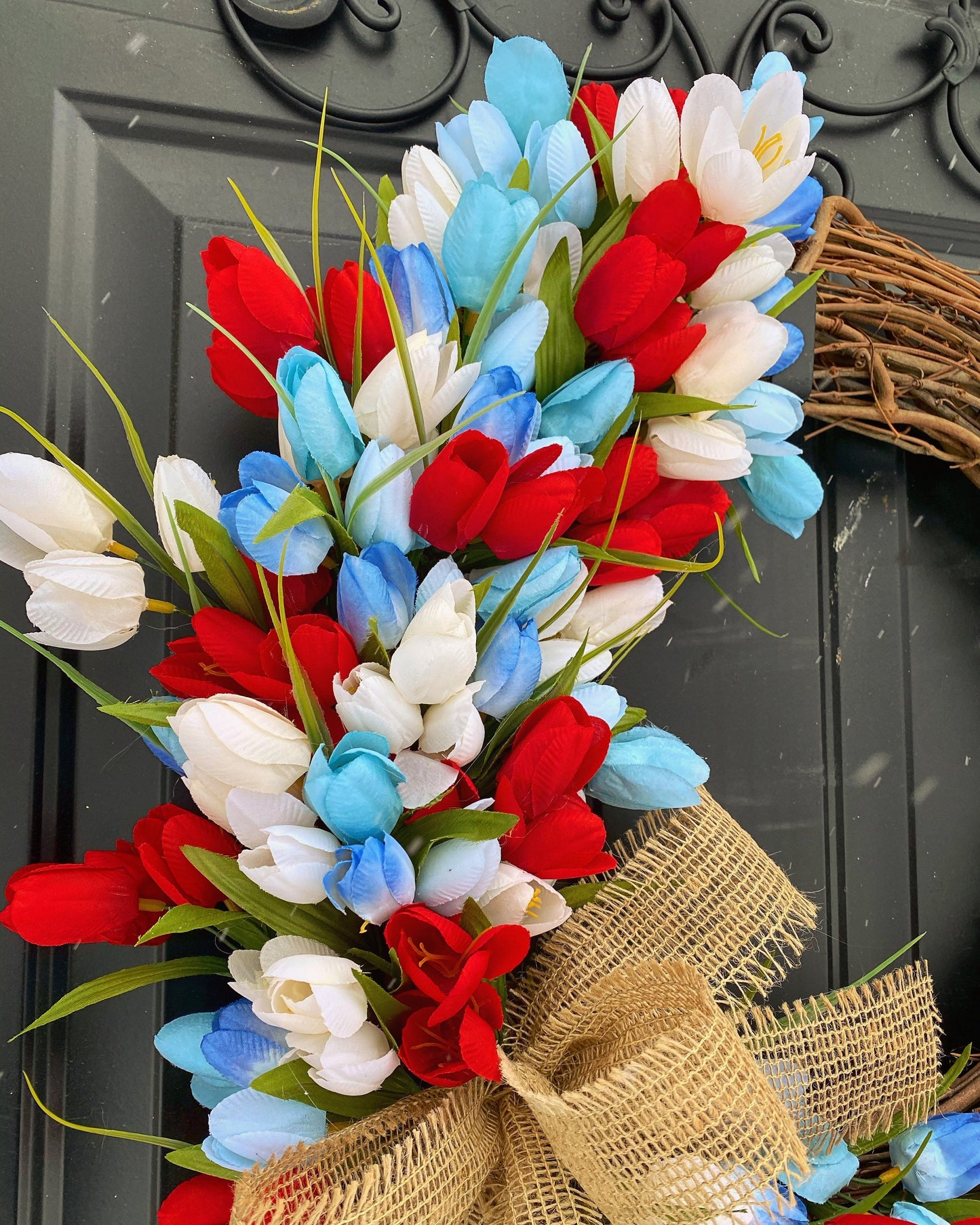 Patriotic Independence Day Wreath With Cross,Tulip Wreath, 4th of July Wreath, American Flag Wreaths, Patriotic Home Decor, Military Wreath, Housewarming Gift Ideas, America Wreath, USA