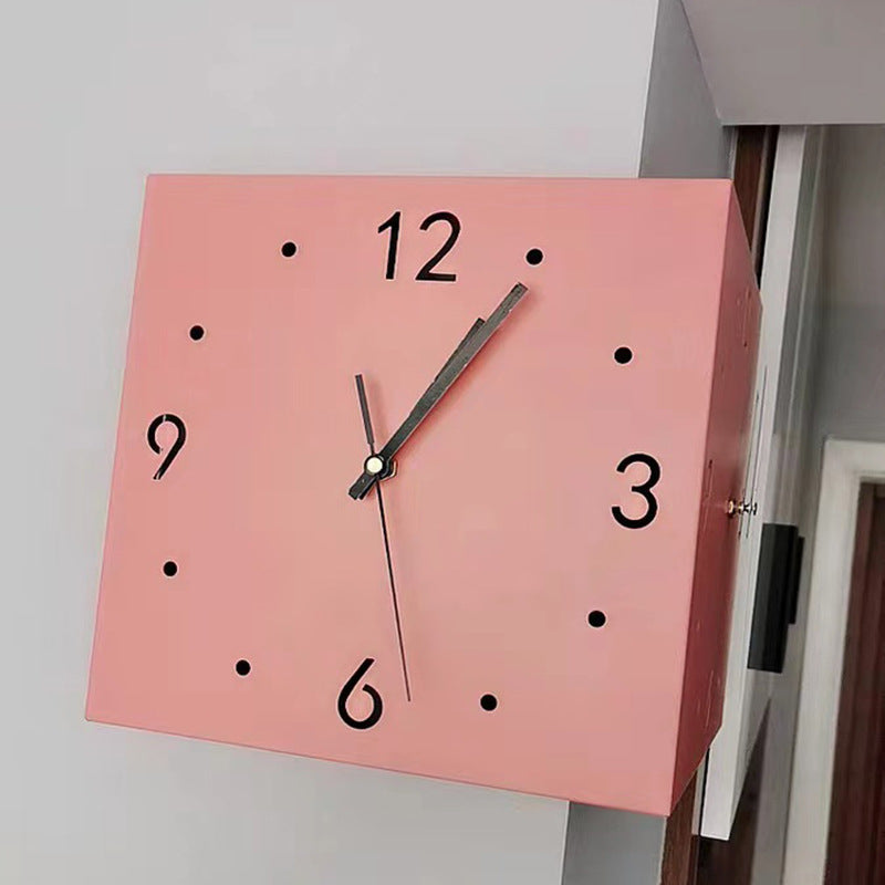 New living room corner double-sided luminous creative clock wall lamp