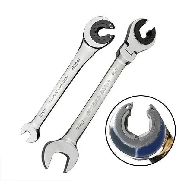 Open Tubing Ratchet Wrench (Fixed Head-Flexible Head 2 IN 1)