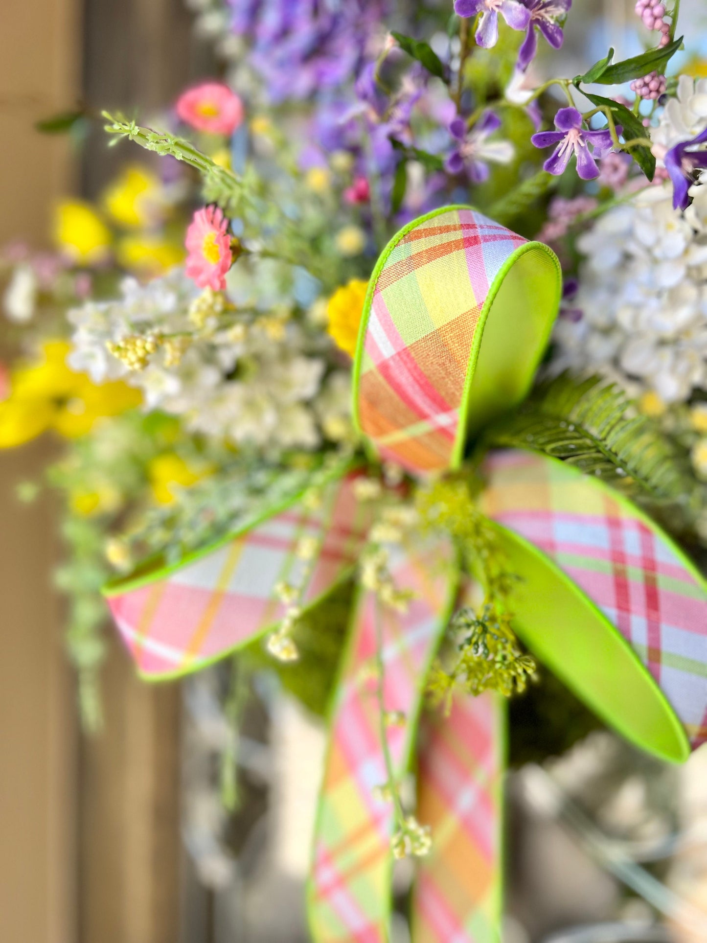 Moss Basket Wreath-Mothers Day Gift, Spring Floral Wreath