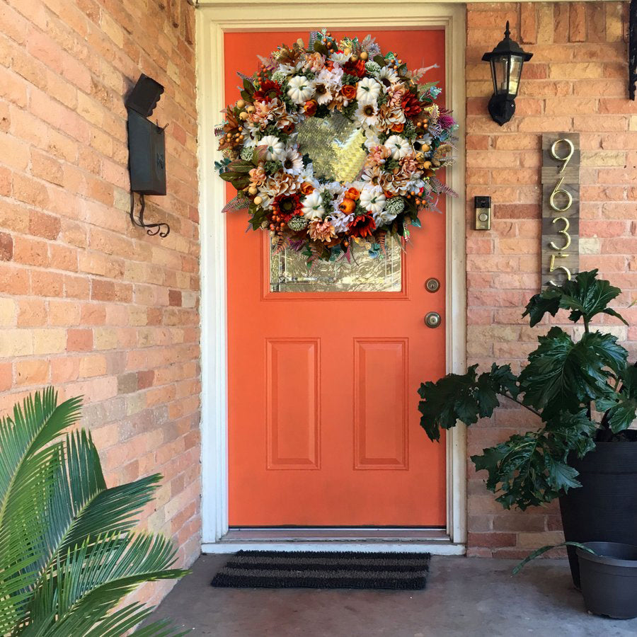 Fall Hydrangea and Pumpkin Wreath - Year-Round Wreath