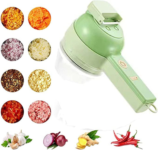 4 in 1 Handheld Electric Vegetable Cutter Set,Wireless Food Processor for Garlic Pepper Chili Onion Celery Ginger Meat with Brush