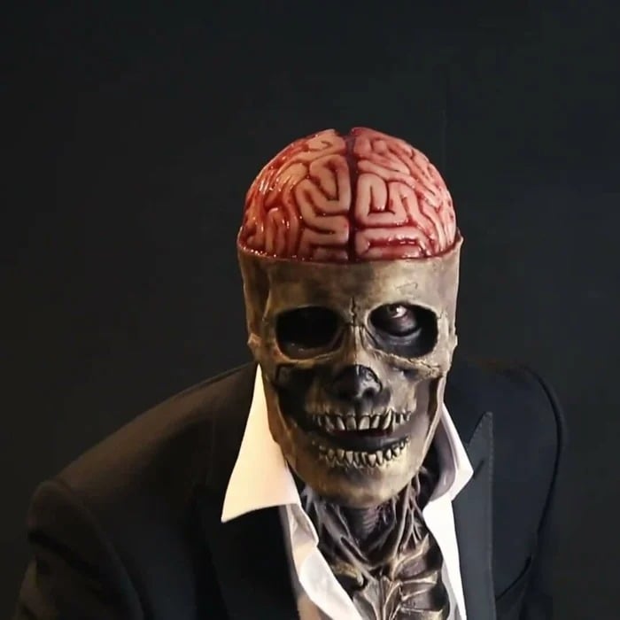 Bare brain skull latex mask