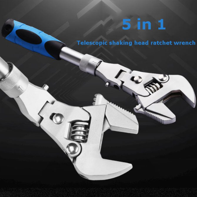 5 In 1 Telescopic Shaking Head Ratchet Wrench