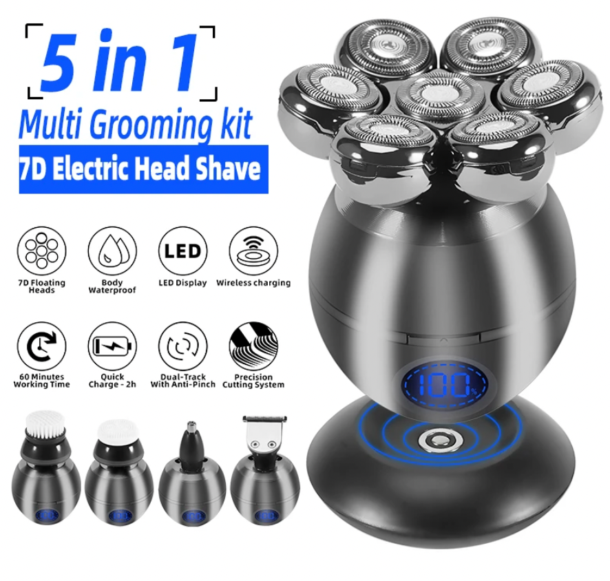 5-in-1 Electric Head Shaver and Grooming Kit