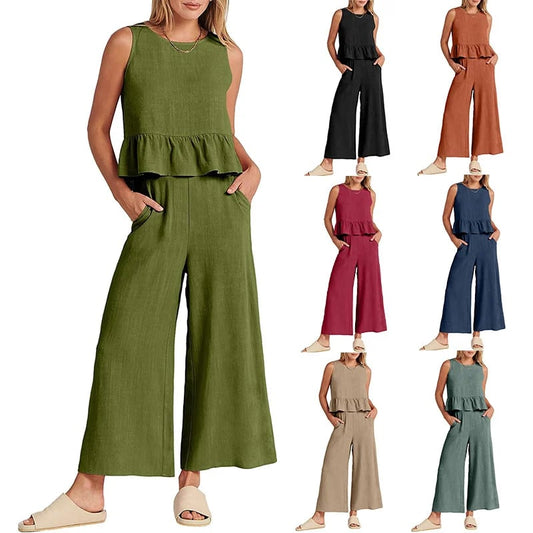 2023 New Sale WOMEN'S SUMMER 2 PIECES OUTFITS - LOUNGE SET WITH POCKETS