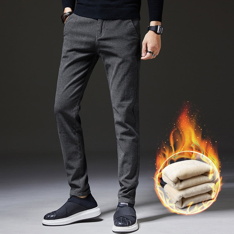 Stay Warm and Stylish with Topher Men's Thick Trousers - Embrace Cold-Weather Fashion