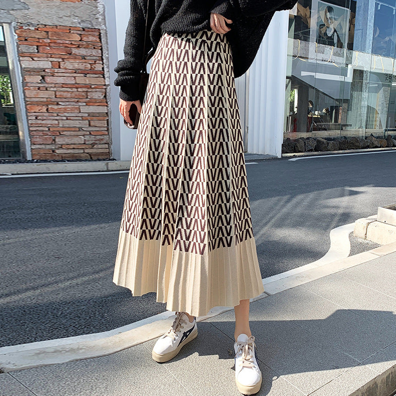 Thickened woolen long skirt