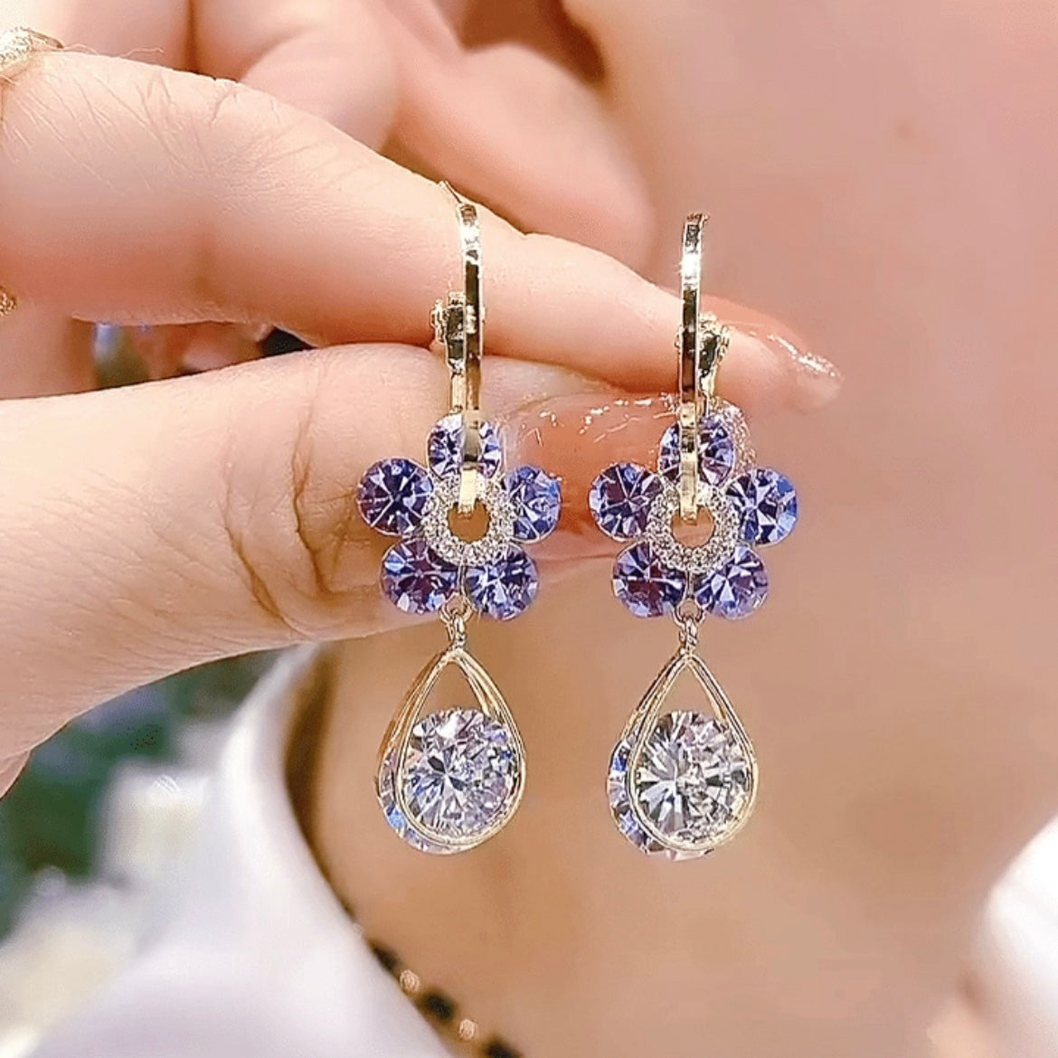 Fashion Flower Crystal Earrings