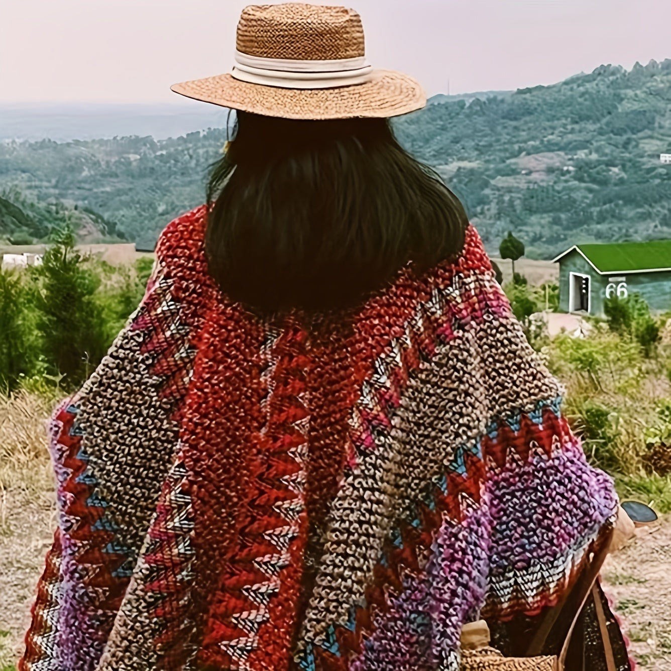 Bohemian braided shawl retro traditional striped fringed cardigan fashionable travel windproof