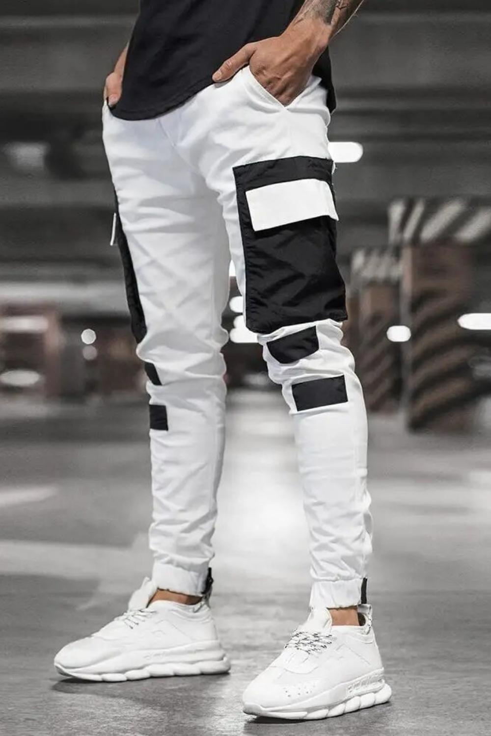 Multi Pockets Pants Men's Workwear Trousers For Autumn Fashion Patchwork Jogger Cargo Pants