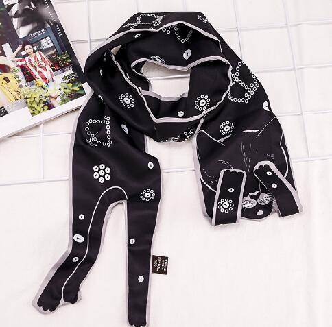 New Design Silk Scarf 3D Animals Shape Cat Tiger Women Bag Child Headband Decoration Handbag Hair Wrist lady tie