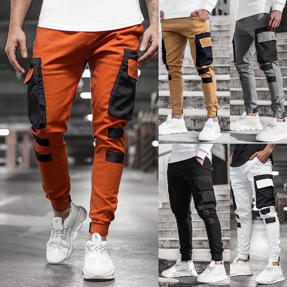 Multi Pockets Pants Men's Workwear Trousers For Autumn Fashion Patchwork Jogger Cargo Pants