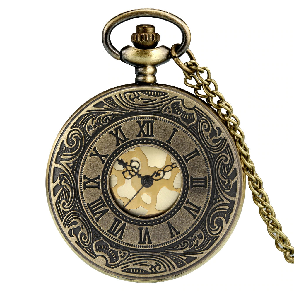 Roman Number Quartz Steampunk Pocket Watch