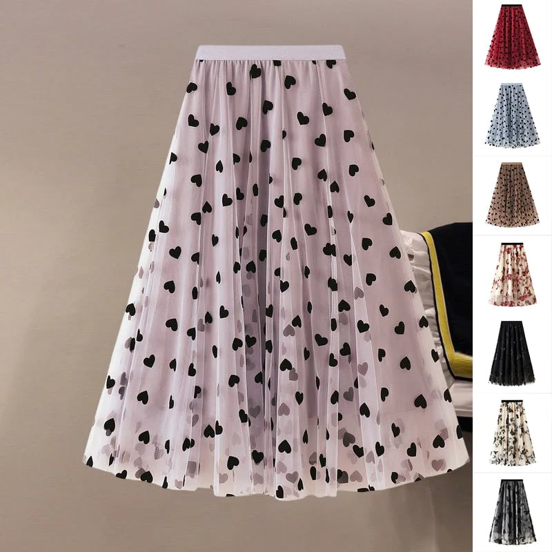 Women's Double-Layered Mesh Midi Skirt