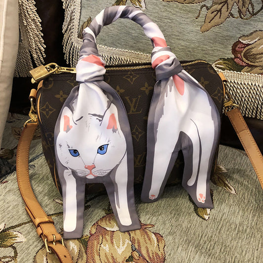 New Design Silk Scarf 3D Animals Shape Cat Tiger Women Bag Child Headband Decoration Handbag Hair Wrist lady tie