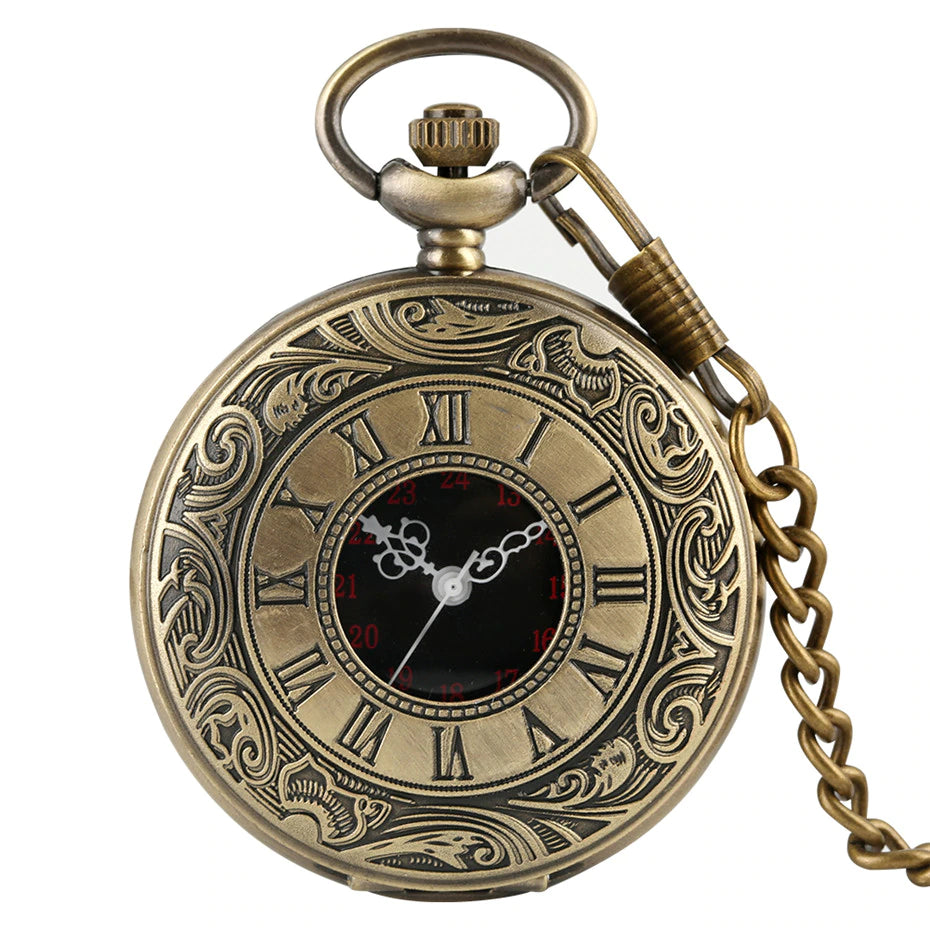 Roman Number Quartz Steampunk Pocket Watch